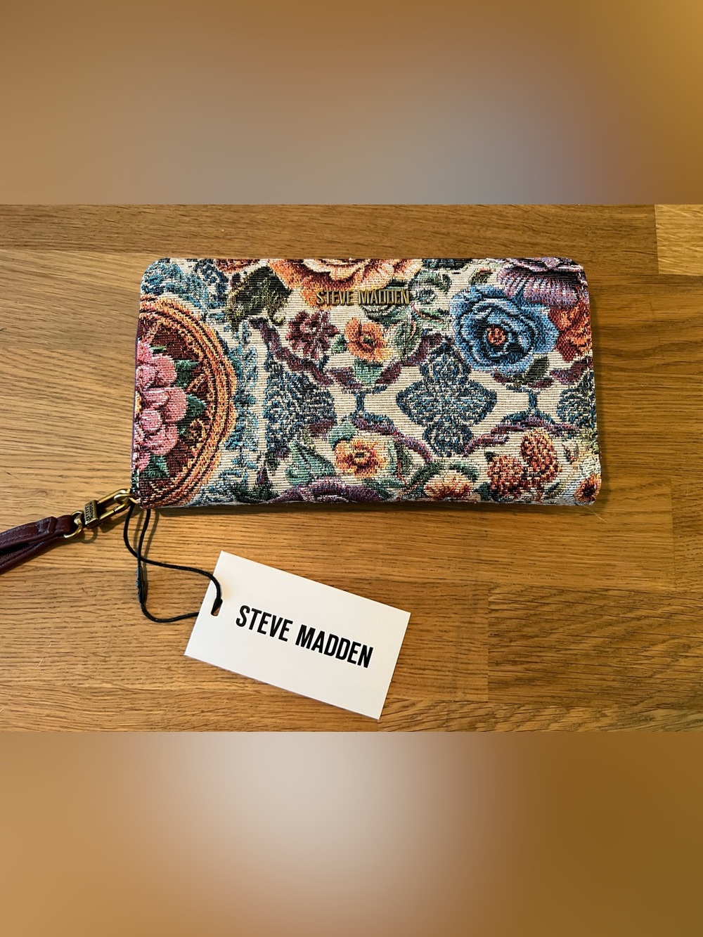 Steve Madden Bloodstone Wallet- Vintage Needlepoint Style